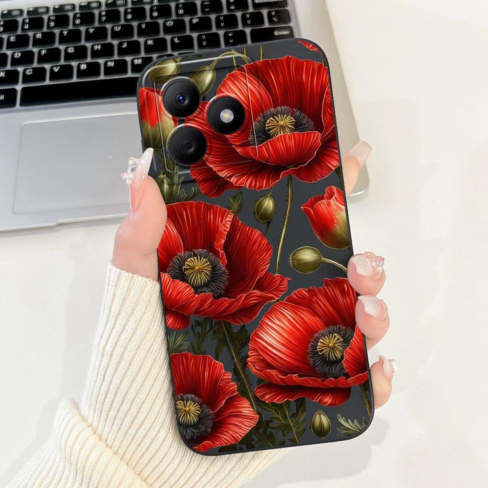 For Realme C61 RMX3939 RMX3930 C63 RMX3939 Case For Realme C63 Cover Luxury Fashion Flower Kawaii Girl Cute Cat Shockproof Shell