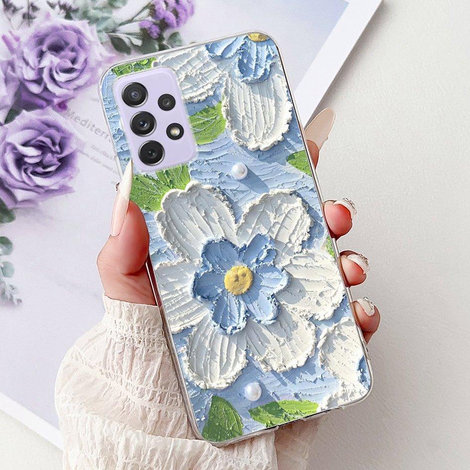 For Samsung Galaxy A52 A52s 5G Case SM-A526B SM-A528B Phone Cover Fashion Flower Soft Silicone Funda For Samsung A72 A 52 Bumper