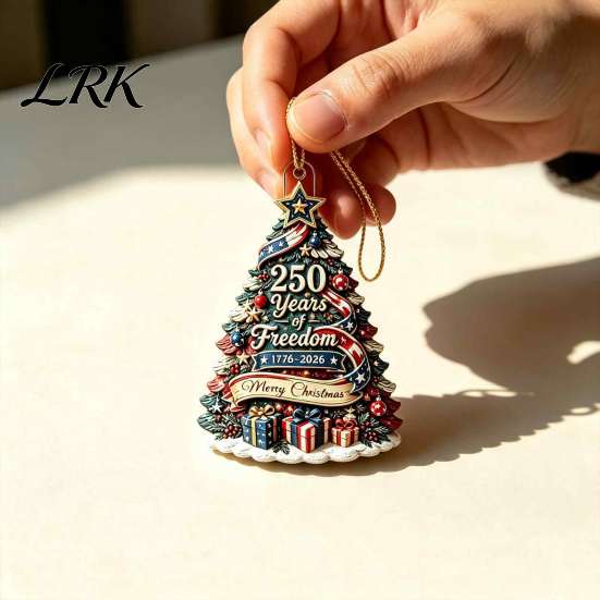 USA 250th Anniversary Commemorative Gifts Christmas Tree Pendant, Acrylic Memorial Hanging Ornament for American Patriotic Retro Flag Pendants