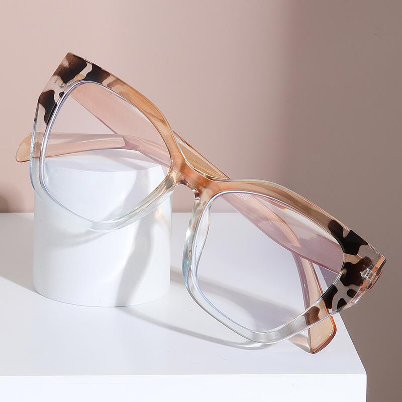 555 New Cat Eye Internet Celebrity With Anti-Blue Glasses 2024 Personalized Frame Sweet Cool Fashion Commuter Flat Mirror