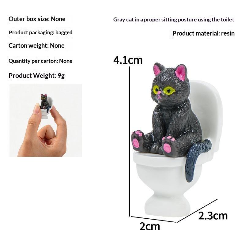 Cute Resin Toilet Cat Figurines 1/4/5 Pcs Multiple Whimsical Styles Funny Animal Statue for Window Sill Decor