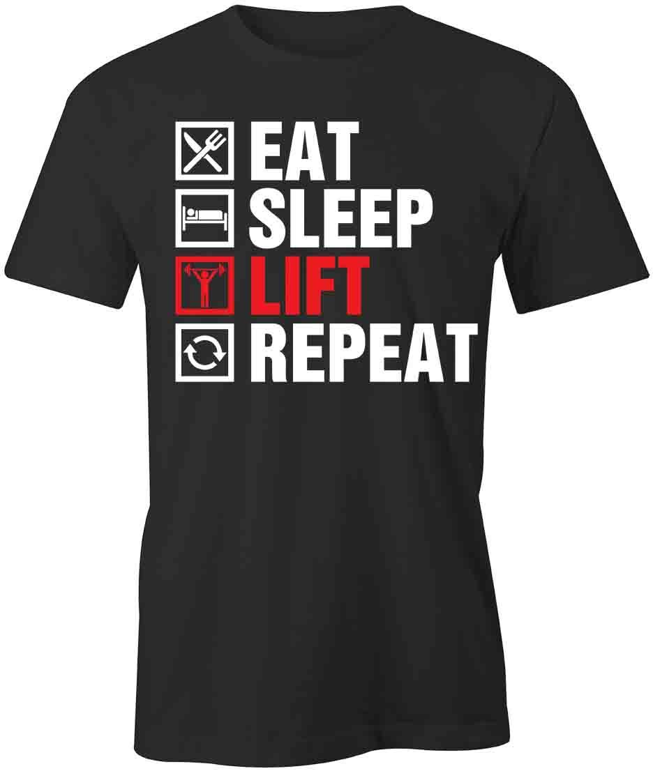 EAT SLEEP LIFT REPEAT FITNESS TShirt Tee Short-Sleeved Cotton CLOTHING S1BSA153 XXXXL