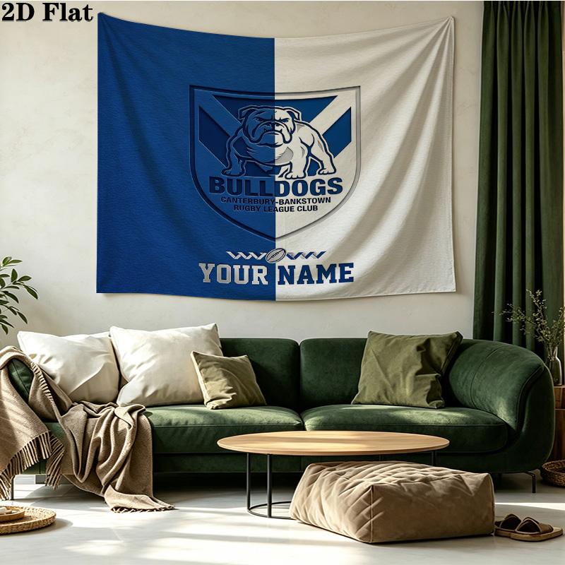 Custom Name Bulldogs Printed Tapestry – Wall Hanging for Bedrooms, Dorms, and Home Decor