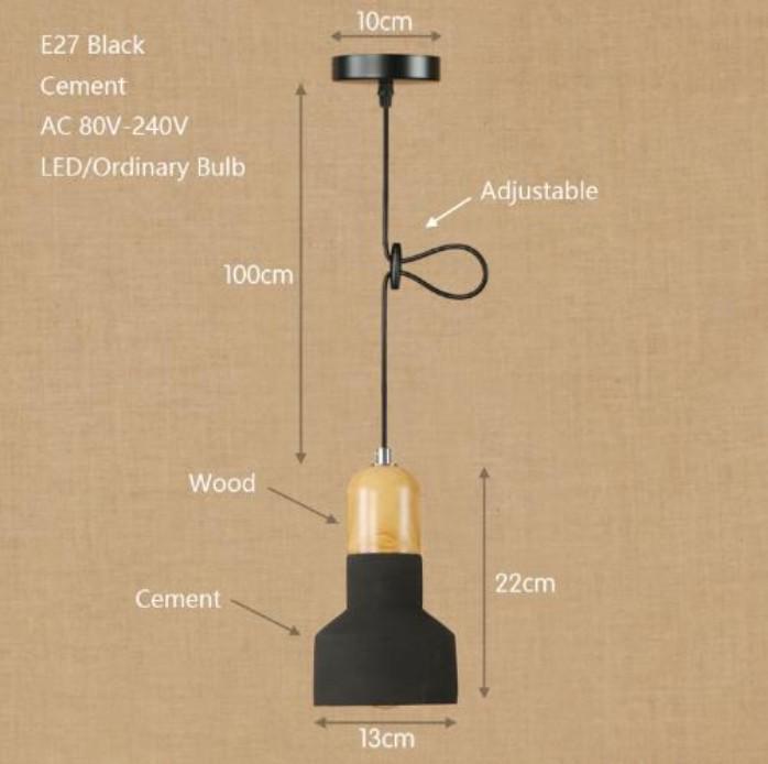 Lustre pequeno moderno industrial de cimento madeira maciça restaurante cozinha café bar
