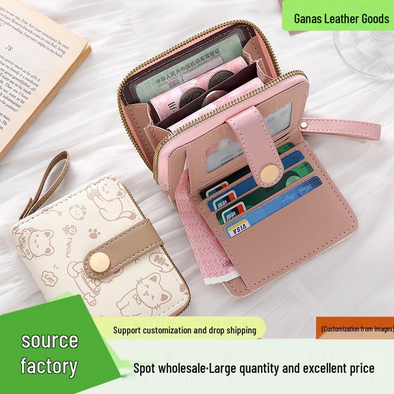 Japanese Kitten Women's Snap Closure Coin Pocket Wallet