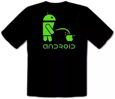 APPLE vs ANDROID Logo Guay Negro Divertido Camiseta -062-
