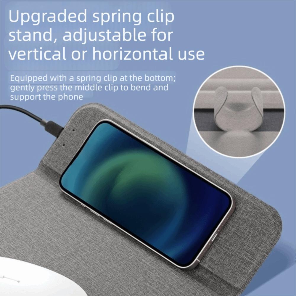 Foldable Wireless Charging Mouse Pad 15W Wireless Desktop Charger Travel