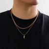 2pcs/set Hip Hop Rivet Pendant Thin Snake Chain Necklace For Men Punk Copper/Gold Color Cuban Link Chain Party Jewelry