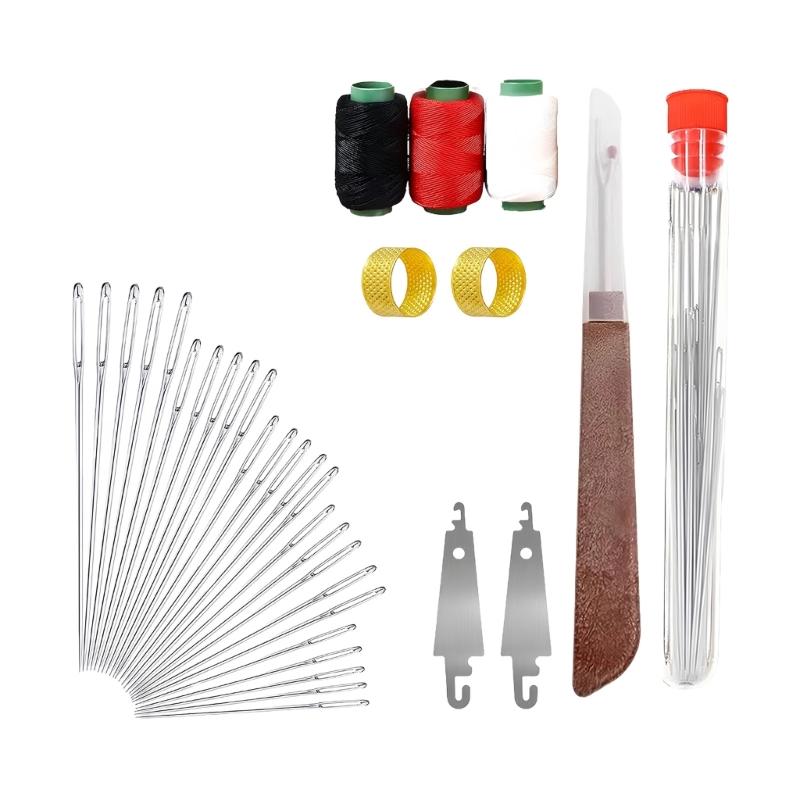 34 Piece Steel Sewing With Automatic Threader Thread For Embroidery Leather Repair Crafting