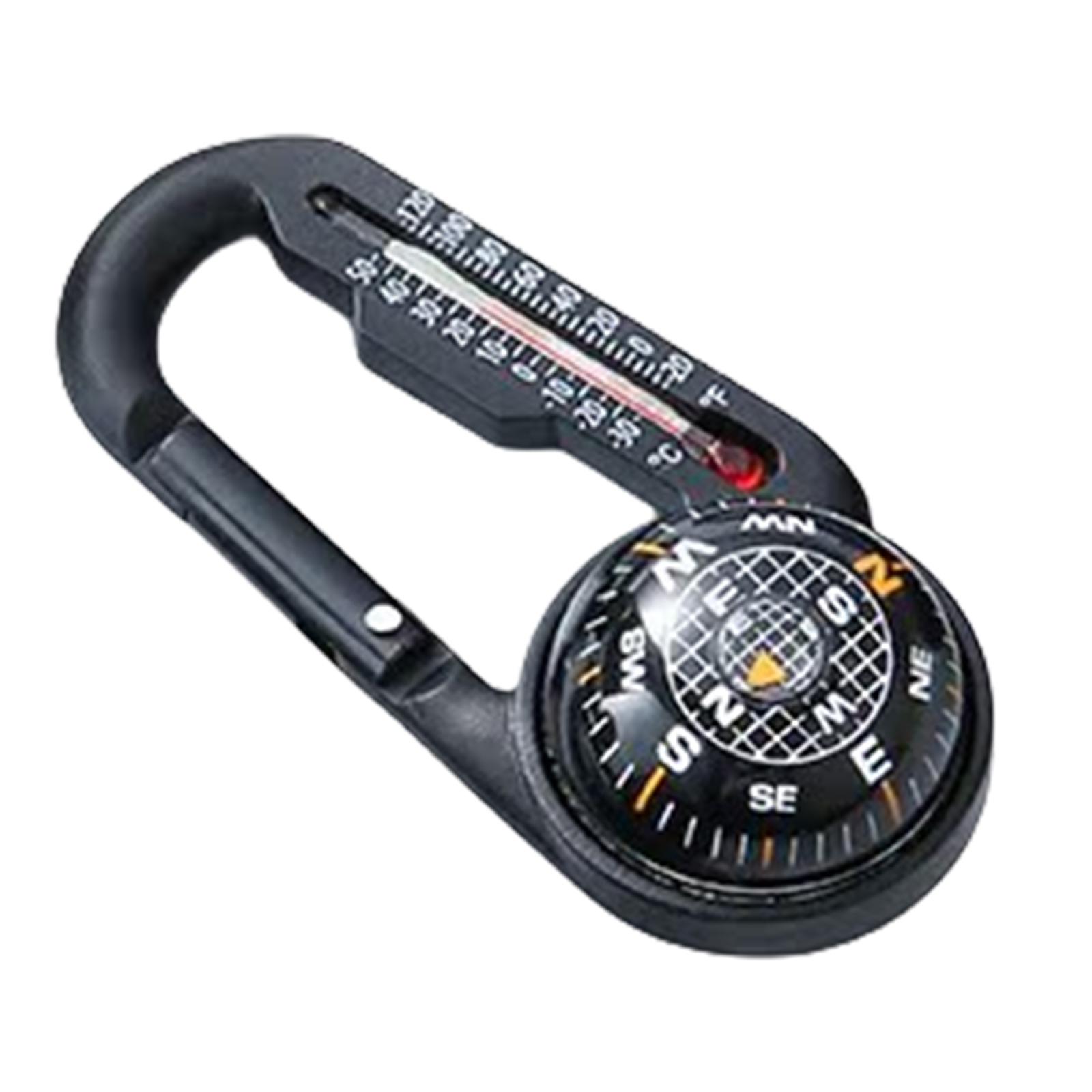 

Многофункциональный карабин с компасом и термометром, брелок с карабином, инструменты для выживания на открытом воздухе, простой в использовании 5