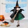 Halloween Witch Decoration Soft Cloth Gauze Skirt Mini Broom Witch Stuffed Doll Hanging Ornament Festival Witch Figurine Pendant Halloween Decoration