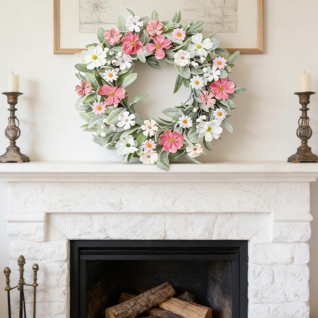 3D 45cm Easter Wreath Leaves, And Chrysanthemums - A Wall Decoration For The Entrance.