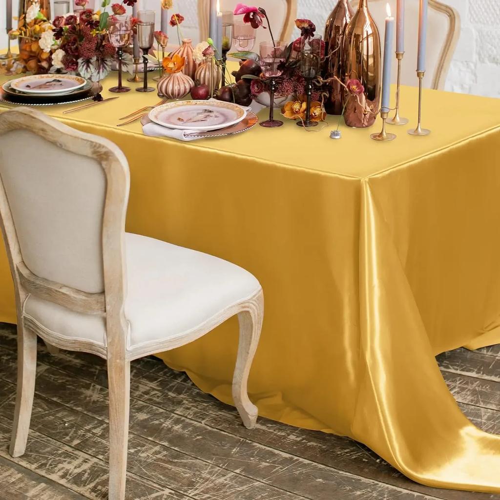4 Packs Satin Tablecloth Overlay Table Cover Rectangle Bright Smooth Fabric Table Decoration for Wedding Banquet Party Events