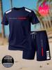 Men's Summer Quick-Dry PARI Print Sportswear Set – Short-Sleeve Top & Shorts