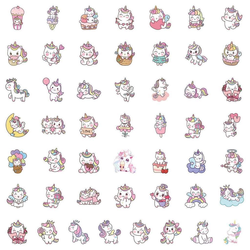 50 Unicorn Graffiti Waterproof Stickers for Suitcases, Cars, Notebooks, Skateboards, and Phones