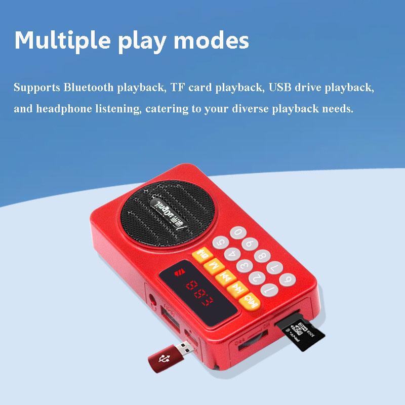 Mini Pocket FM Radio Portable LED Display Radios Receiver Rechargeable Bluetooth Speaker Support Recording TF Card USB Heaset