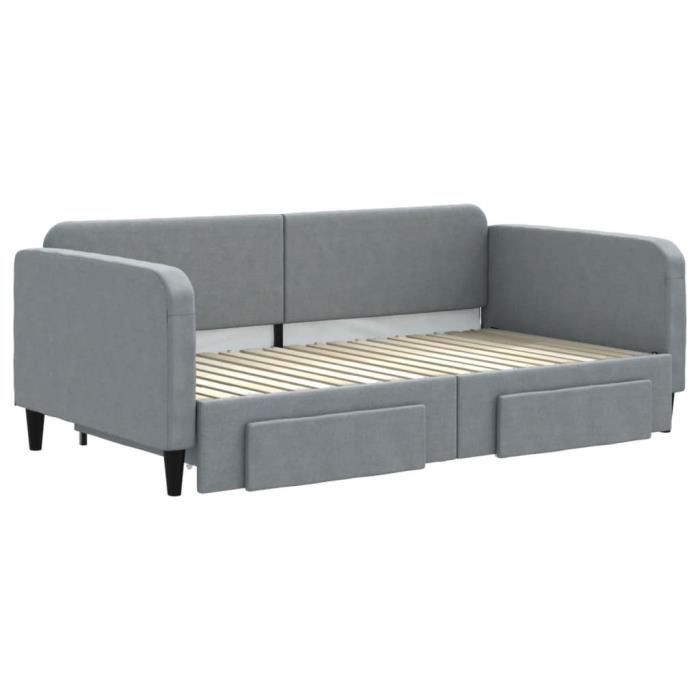 VidaXL Daybed with Trundle and Drawers Light Grey 90x190 Cm Fabric 3196862