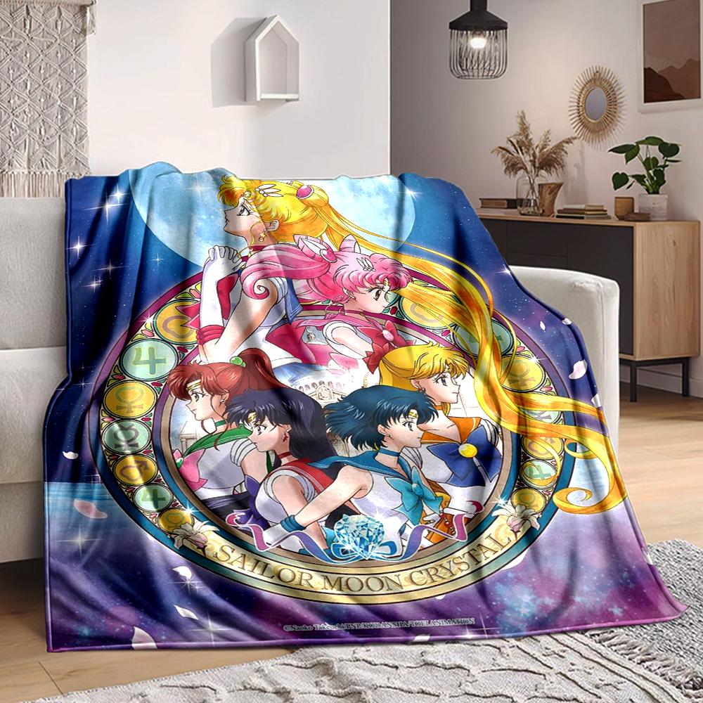 1Pc Sailor Moon Crystal Magic Flannel Blanket, Soft And Comfortable, Casual Warm, Camping Travel, Christmas, Halloween Xmas Gift L1500