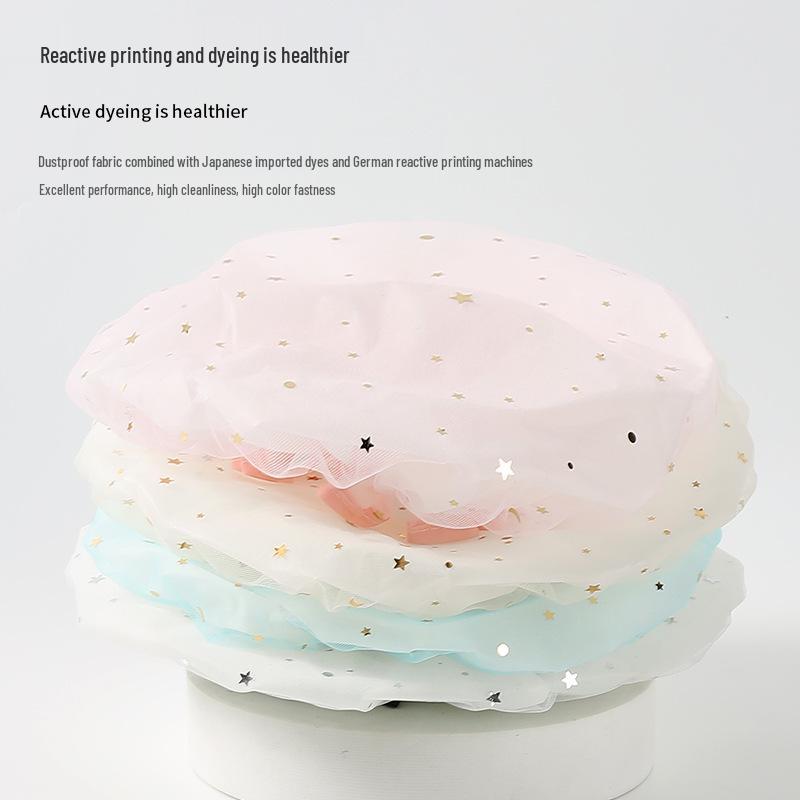 Extra Thick Starry Sky Shower Cap - Waterproof, Oil & Smoke Proof for Kids & Adults
