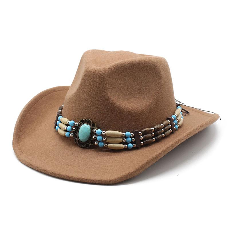 Spring Men'S And Women'S Riding Woolen Felt Hats Western Cowboy Hats British Classic Retro Wide-Brimmed Top Hats