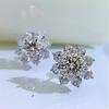 Cute Female Stone White Zircon Snowflake Stud Earrings Silver Color Wedding  For Women