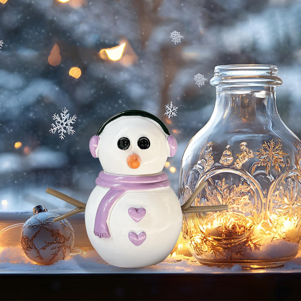 1Pc Christmas Resin Snowman Decorative Ornament, Christmas Decoration, Holiday Gift, Suitable for Indoor Home Decoration, Desktop Decoration, Room Fi