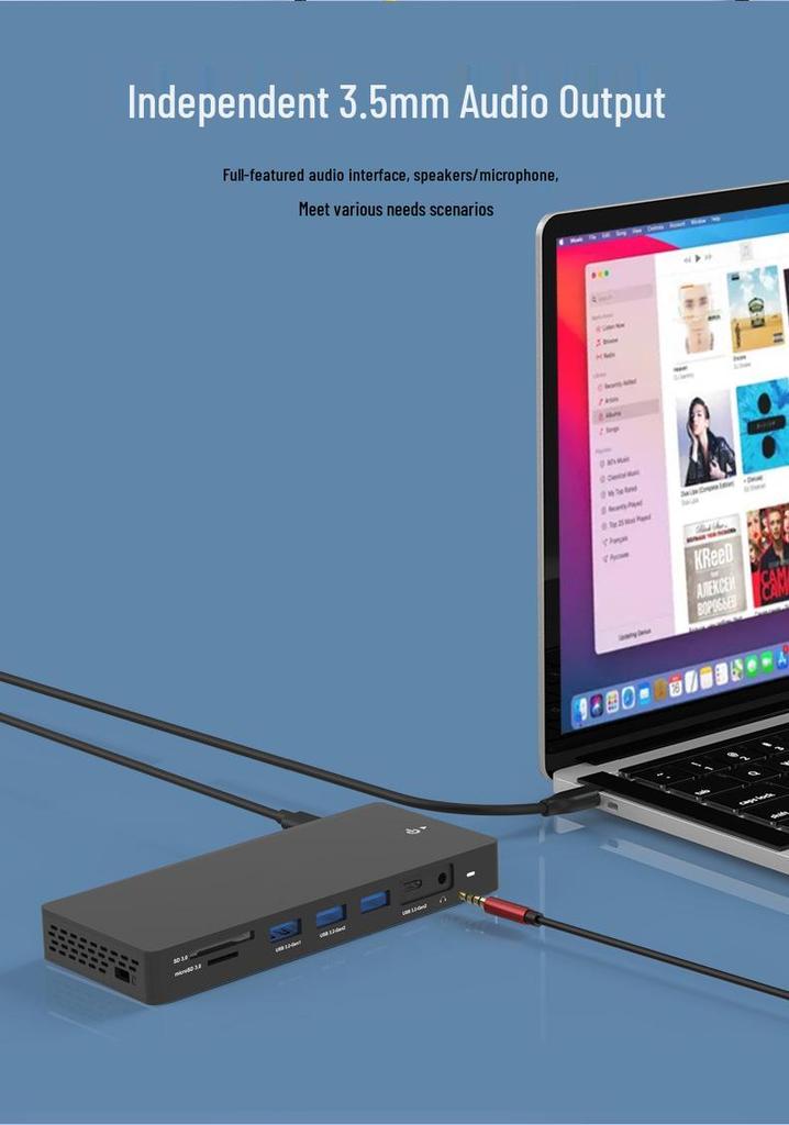 USB-C Docking Station: Dual DP/HDMI, Quad-Screen Display, USB 3.1 Splitter, Ethernet Port, Laptop Expansion Dock
