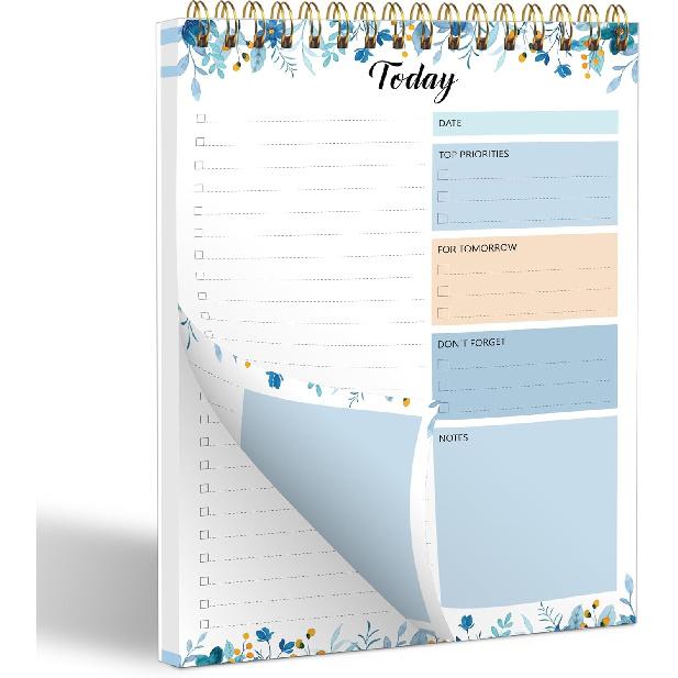 To Do List Notepad - Daily Planner Notepad Undated 52 Sheets Tear Off, 6.5" x 9.8" Checklist Productivity Organizer with Hourly Schedule for Tasks