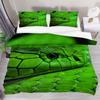 Snake Duvet Cover 3D Reptile Print Bedding Set Queen Size For Kids Adults Living Room Decor Green Snake Cobra Comforter Cover