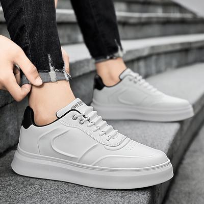 Nové pánské tenisky Ležérní boty Pánské ploché boty Lehké PU kůže Prodyšné boty Pánské Bílé Sportovní tenisky Zapatillas Hombre