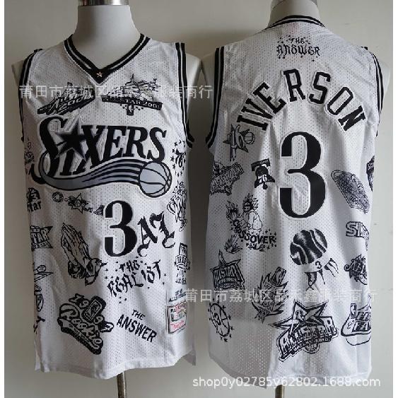 76Team 3No. 1 Allen Iverson Basketball Jersey Vintage Mesh Embroidered Jersey