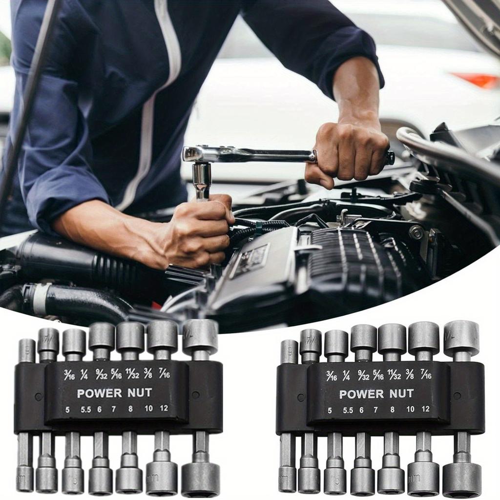 14 Stück 5mm-12mm Sechskant Stecknüsse Hülsen Düsen Nussdreher Set Schraubendreher Set Schroevendraaier Set Bits Sätze Werkzeuge Steckschlüssel