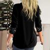 Women's Sequin Color Long Sleeve Large Pendant Collar Loose Drawstring Fake Two-Piece Top