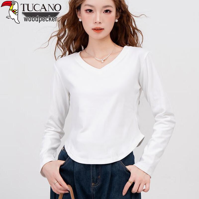 Woodpecker Women s V-Neck Pure Cotton Long-Sleeve Base Layer Tee M