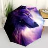 1 Stück Galaktischer Wolf Automatischer Öffnungs-/Schließschirm, Tragbares faltbares Design, Eisenrahmen, Outdoor, Einzigartiges Geschenk für Fans & Reisende.V064