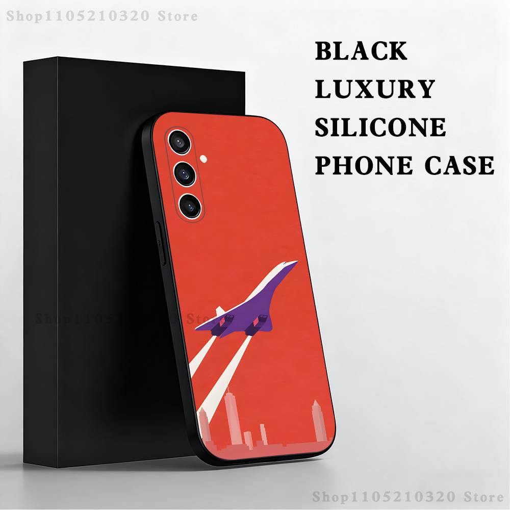 Concorde Air France Phone Case For Samsung S25,S24,S23,S22,S21,S20,S10,Ultra,Plus,Lite,FE,Soft Silicone Black Cover