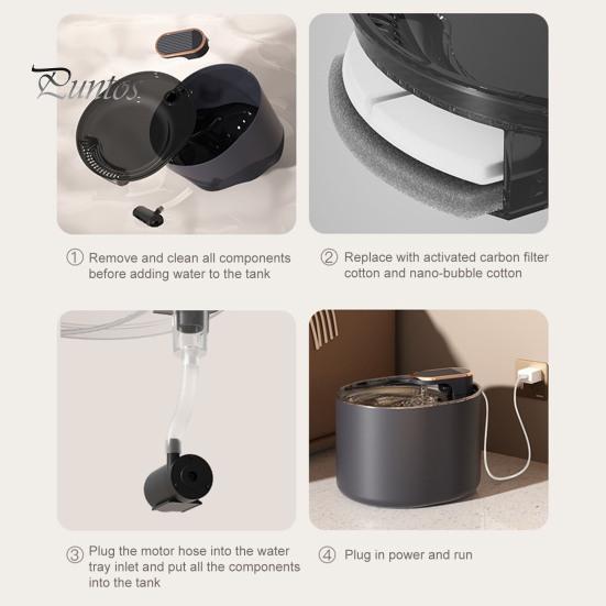 Pet Silent Cat Water Fountain 3L Water Dispenser USB Charging Pump Dog Pet Drinking Bowl Quick Assembly 3 Layers Filters Easy Clean Pet Drinking Bowl