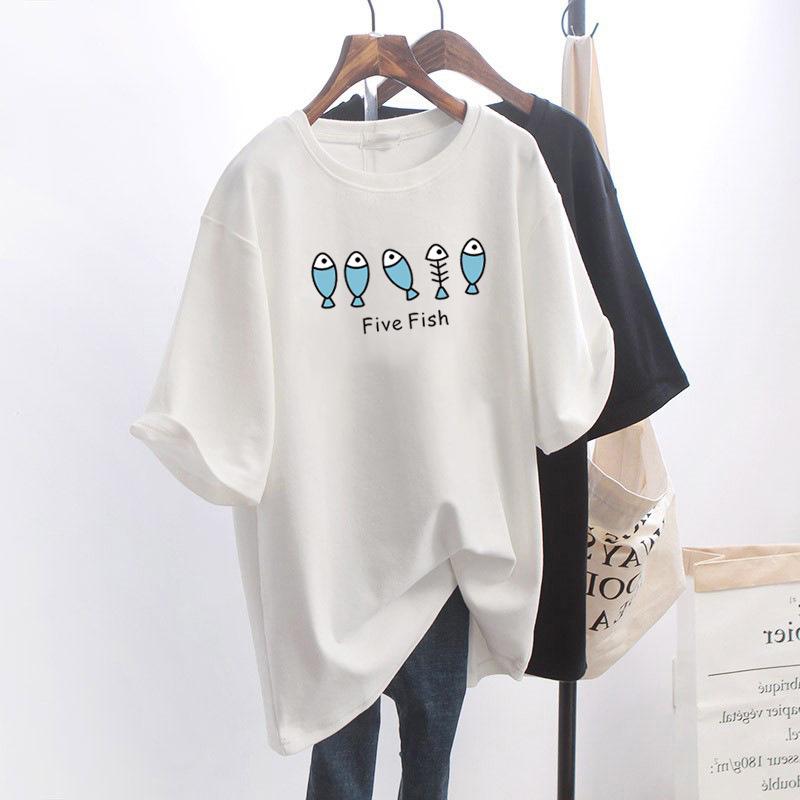 Women's Hong Kong Chic Loose Mid-Length Short-Sleeve White T-Shirt - Korean Style Summer Trend