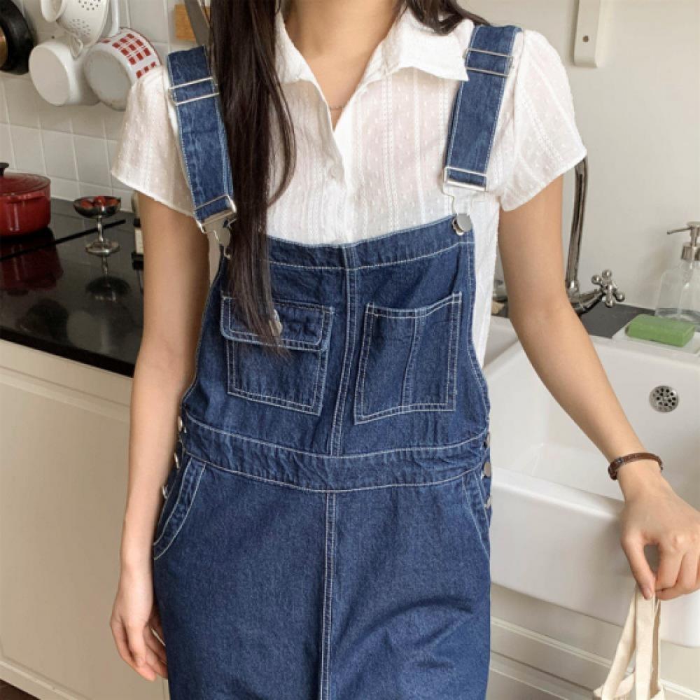 New Arrivals Open Run Women Wide Fit Stitch Denim Overalls