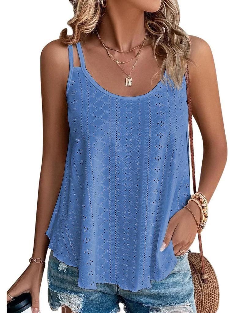Women's Spaghetti Strap Sleeveless Tank Top - Loose Fit for Summer Vacation 2025