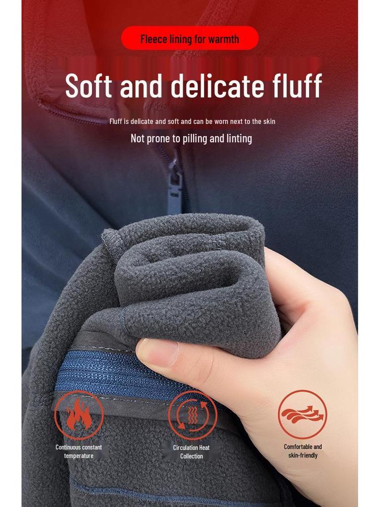 Men's Fleece Zip-Up Cardigan – High Neck, Warm & Thick for Autumn/Winter