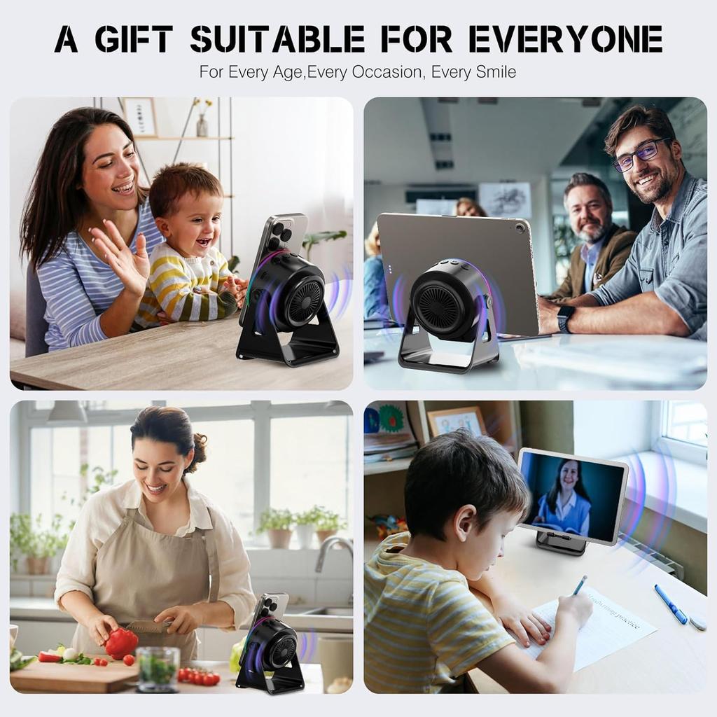 MRMORALE Wireless Induction Speaker, Multifunctional Bluetooth Phone Holder with RGB Light & 360° Rotation, HD Surround Sound, Compatible with