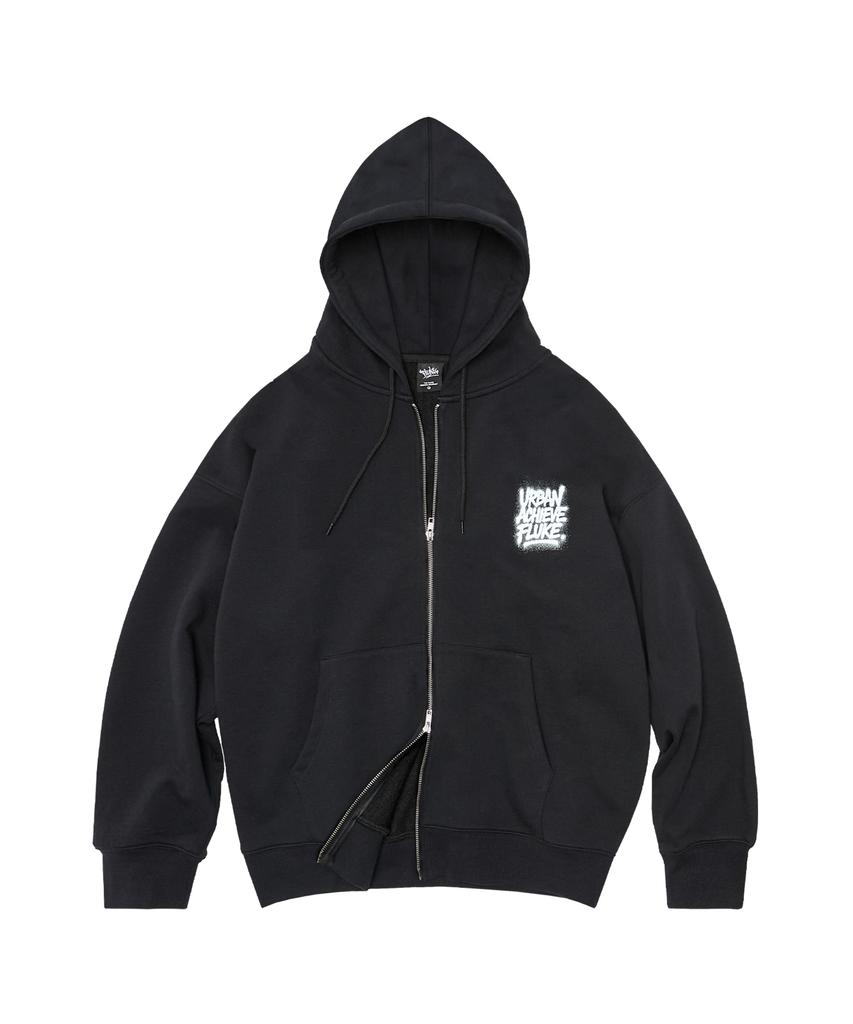 Fluke Achieve Graffiti Oversized Zip-Up Hoodie Black Fzt1034-Z