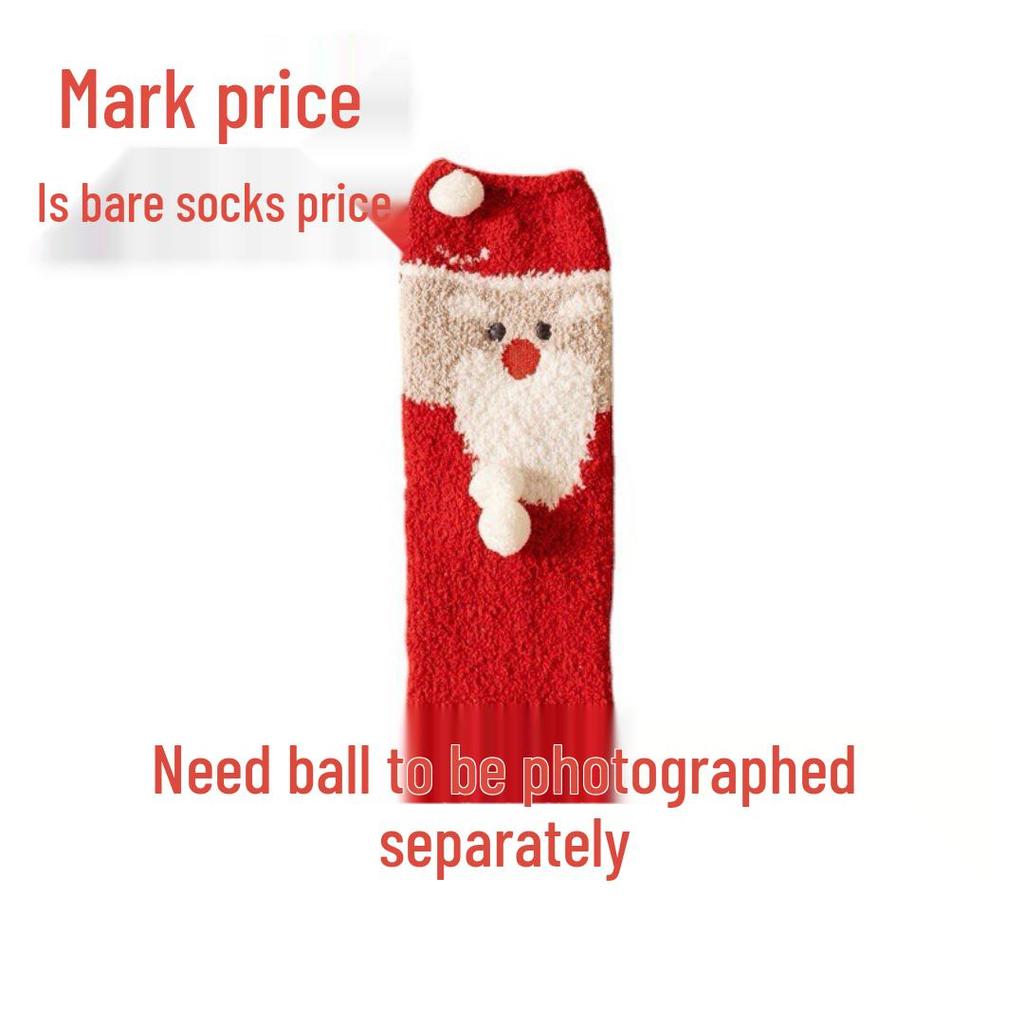 Chaussettes Boule de Noël en Polaire Corail pour Femmes - Prêtes pour l'Hiver, Résistantes au Froid, Chaussettes de Nuit Mi-Mollet Doublées Polaire, Cadeau de Noël Parfait.