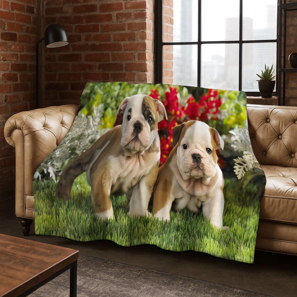 2026 New French Bulldogs Pit Bull Dogs Flannel Blanket,Cozy Soft Throw Blanket for Home Bedroom Bed Sofa Picnic Cover Kids Gift