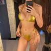 Sexy PU Faux Leather Halter Strappy Bikini Female Swimsuit Women Swimwear Two-pieces Bikini Set Bather Bathing Suit Swim
