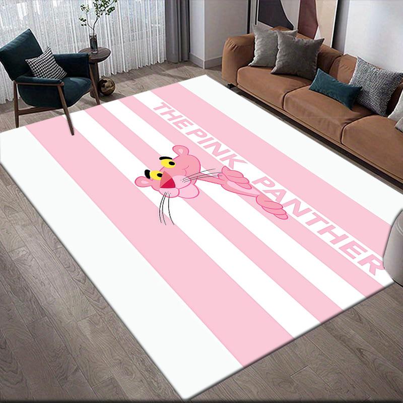 Rosa Panther Flanellmuster Quadratischer Teppich, Läufer, Teppich für Wohnzimmer Schlafzimmer Sofa Spielzimmer Dekor, Rutschfeste Fußmatte
