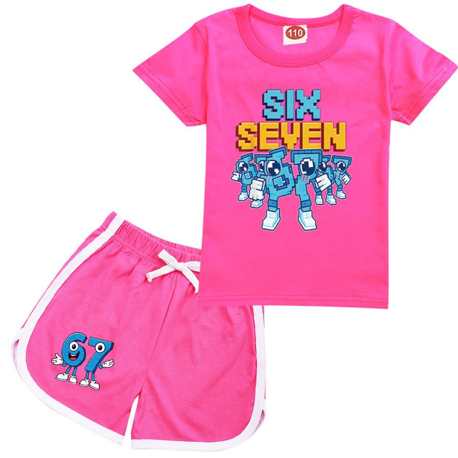 9193 Kids Steal a Brainrot 67 Top Shorts Sport Tracksuit Set