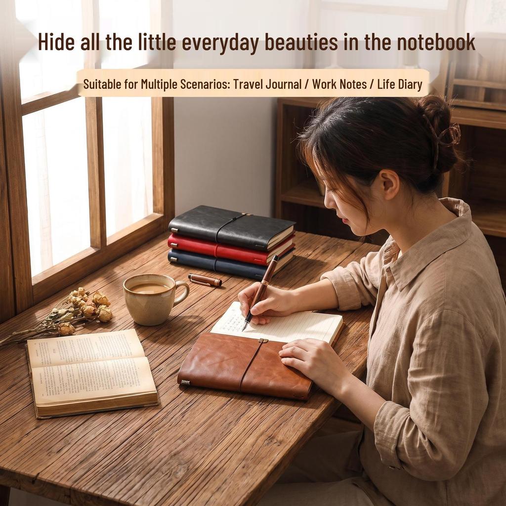 A6 Retro Travel Faux Leather Planner Notebook - Nostalgic Custom Multifunctional Design for Business