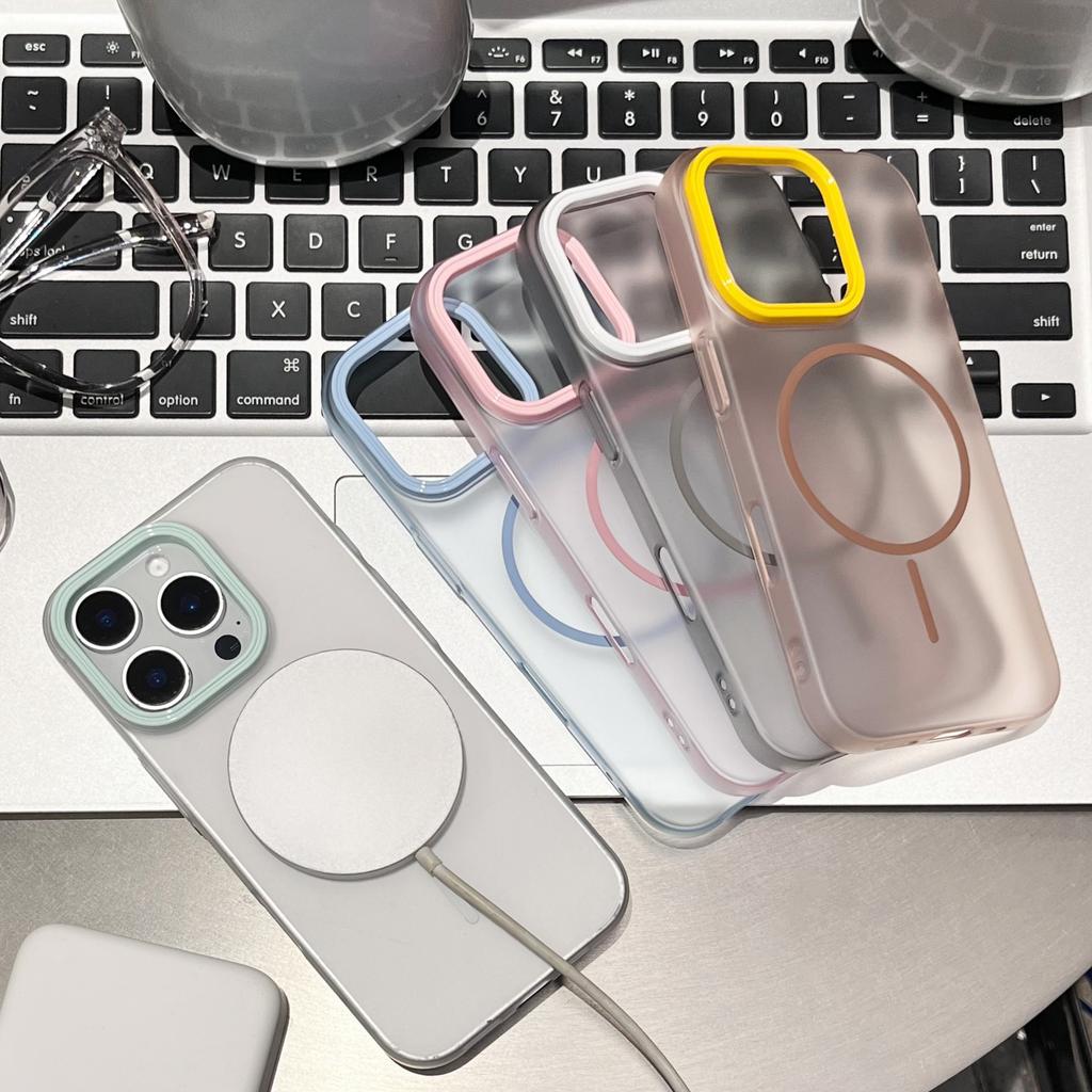 Frosted PC hard case color lens for iPhone16Pro max mobile phone case Apple 15 magnetic case 14/13